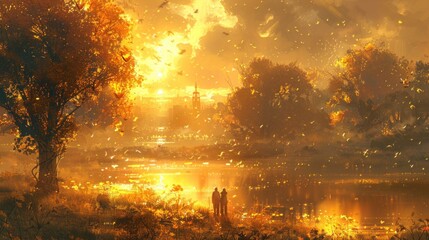 In the soft light of dawn, they watched as the world awakened around them, painting the landscape in shades of gold and amber.
