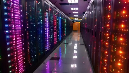 Animated data center: IT company server room, concept - Powered by Adobe
