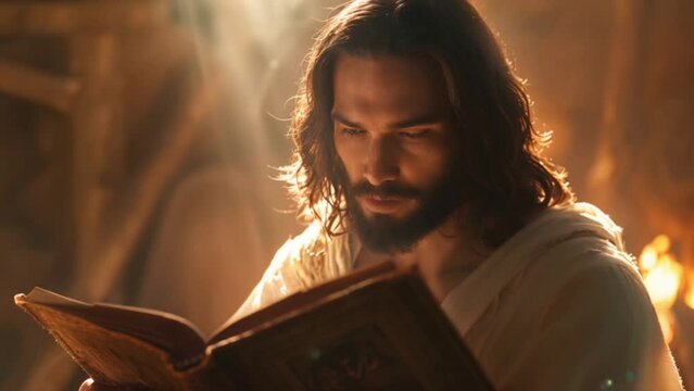 jesus christ reading the bible Generative AI