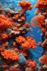 3d render of a beautiful coral reef in the deep blue sea