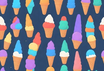 Ice cream cone flat vector groovy lofi isolated on (15)