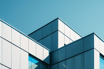 Fototapeta na wymiar A modern office building with a simple, geometric facade, abstract , background