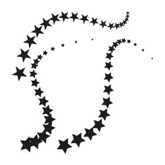 Swirling Stars Trail. Celestial cascade, galaxy stream pattern. Vector illustration. EPS 10.