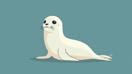 Back of cute seal illustration flat cartoon vactor