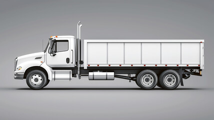 White truck with blank white side view box vector illustration on isolated background, 3d rendering, mockup