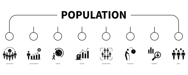 Population account banner web icon vector illustration concept - obrazy, fototapety, plakaty