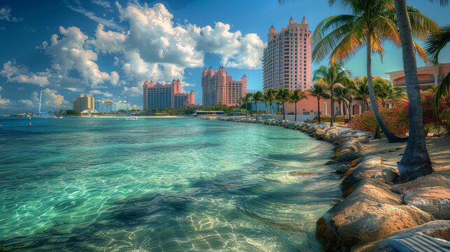 Nassau City in The Bahamas is depicted in all its splendor
