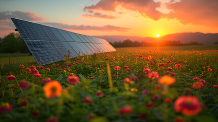 Solar panel farm - efficient energy - power supply - climate change - solar energy - sun
