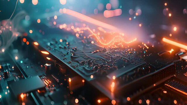 Circuit Board Technology with Electrical Sparks with Ai generated.
