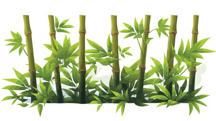 Bamboo trunk with leaves design flat cartoon vactor