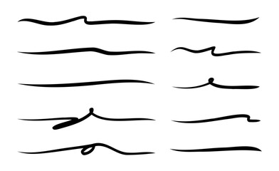 strokes, underlines, highlighter marker strokes, wave brush marks.