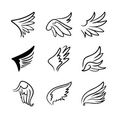 Fototapeta premium Sketch angel wings. Angel feather wing. Vector illustration.