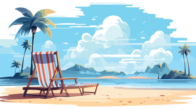 Beach and summer flat cartoon vactor illustration i