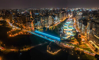 Panorama of Miraflores by night in lima/Peru