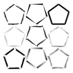 Hand-drawn polygon shapes collection. Abstract geometric sketches. Artistic pentagons and hexagons. Vector illustration. EPS 10.