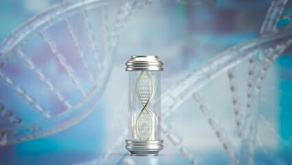 The DNA in Glass tube for Sci or education concept 3d rendering.