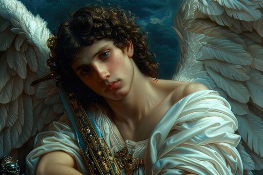 Archangel Gabriel, celestial messenger and defender, bearer of divine strength, singularly revered across judaism, christianity, and islam.
