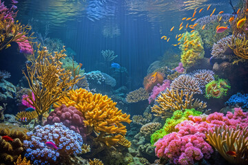 Fototapeta na wymiar Unlocking the Door to an Unknown World: The Mesmerizing Marine Life and Coral Forests of Underwater Exploration - Spark Your Desire to Discover