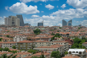 Ankara, Anatolia, Turkey. June 2, 2019: General landscape of the city. Trees, houses and sky.