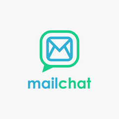 Fototapeta premium mail and bubble chat logo icon vector template on white background