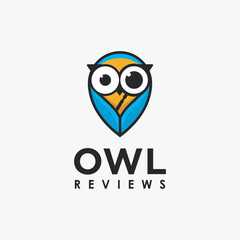 magnifying glass owl logo icon vector template on white background