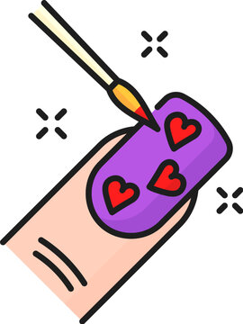 recommend clip art: Manicure service nail art color thin line icon. Cosmetology, woman beauty or spa salon manicure service and pedicure master thin line vector pictogram. Cosmetics and makeup shop line sign or symbol
