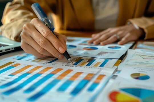 An accountant strategizing retirement plans with colorful graphs and charts, making complex data approachable for clients.