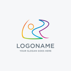 Abstract letter LR logo icon vector template on white background, human motion logo icon