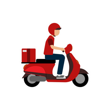 Person Delivery by Motorbike Flat Illustration Vector 