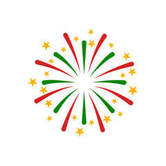Red Green Yellow Firework Vector Illustration , Festival , Celebration and Party Ornament