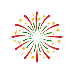 Red Green Yellow Firework Vector Illustration , Festival , Celebration and Party Ornament