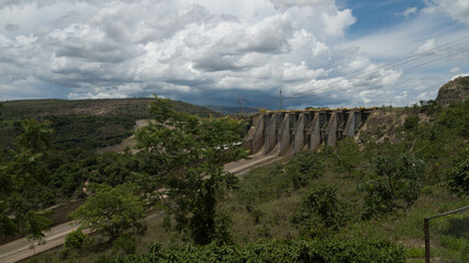 Usina Furnas Energia Drone Hidrelétrica Barragem Lago Represa Turbinas Produção Eletricidade...