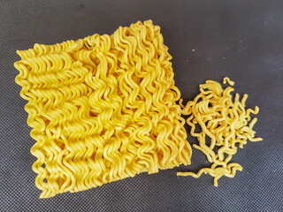 instant noodles on black isolated background

