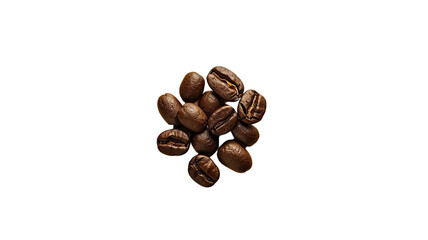A pile of coffee beans on transparent background