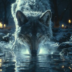 Majestic predator: wolf, a symbol of wilderness and strength, embodies grace and power in its natural habitat, capturing the essence of untamed beauty and primal instincts.