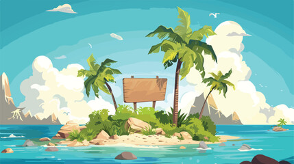 Board template on island illustration flat cartoon
