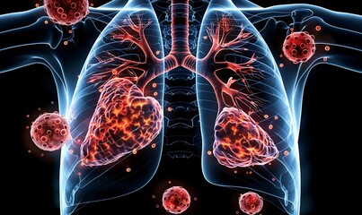 Explore lung cancer and related pulmonary illnesses visually - obrazy, fototapety, plakaty