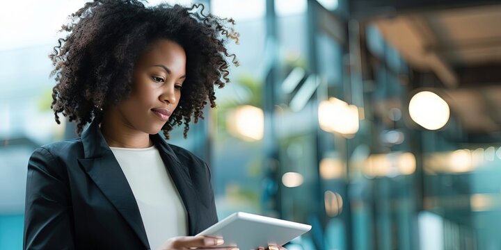 Professional business executive using a tablet in the office - BYOD and personal devices at work - connected internet of things and shadow IT