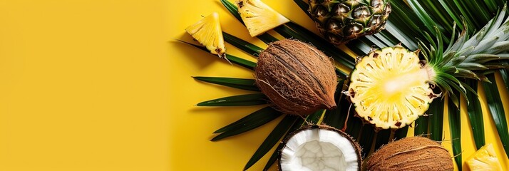 Pina colada - pineapple and coconut - obrazy, fototapety, plakaty