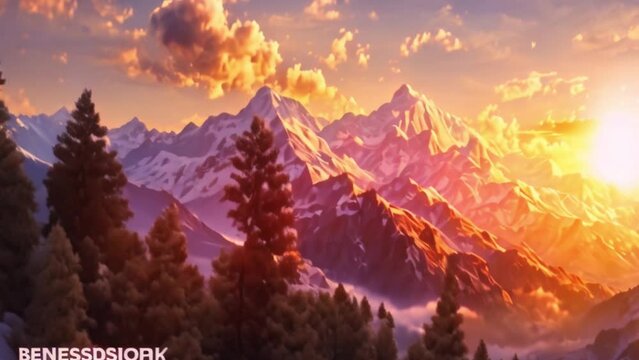 video the beauty of the sunset in the mountains