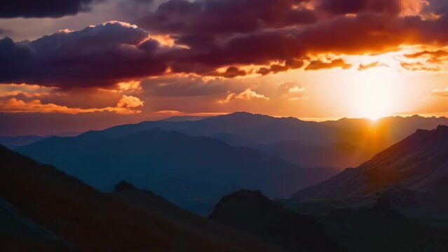 video the beauty of the sunset in the mountains