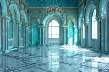 Blue Empty Palace - obrazy, fototapety, plakaty