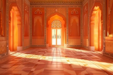 Fototapeta na wymiar Orange Empty Palace Architecture