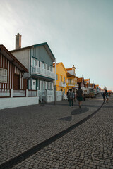 Colorful houses in Costa Nova Aveiro portugal