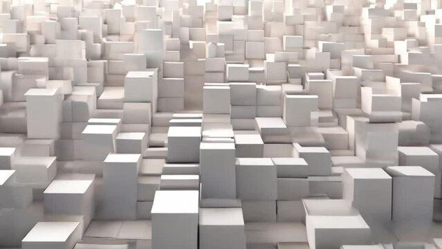white shape square geometric background with cubes, modern animation, motion design