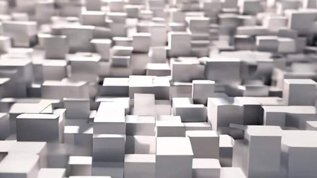 white shape square geometric background with cubes, modern animation, motion design