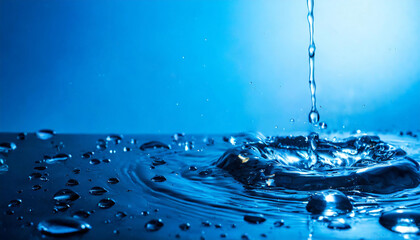 Glowing blue background with contrasting water drops