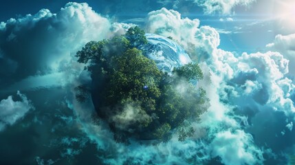 nature preservation the planet is covered with trees clouds

