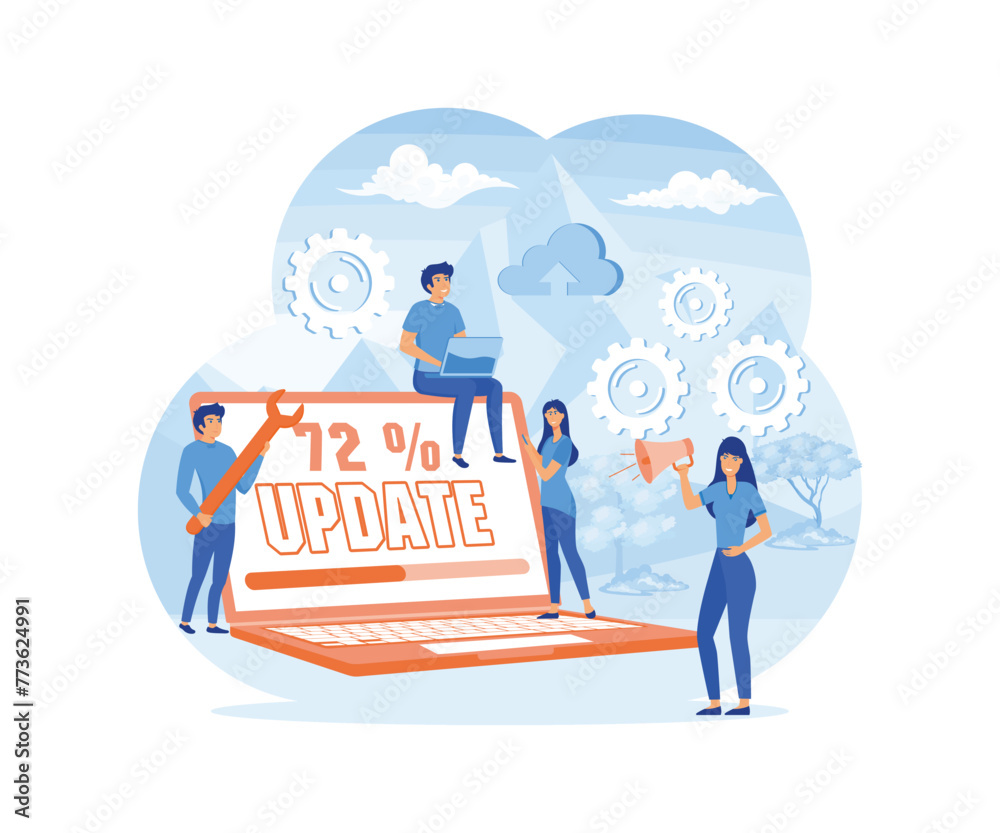Poster system updates with people updating operation in computing and installation programs. system mainten