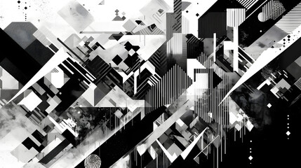 Digital black and white artistic sense abstract graphic poster web page PPT background